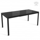 ЛОФТ стол раздвижной со стеклом Черный/Черный